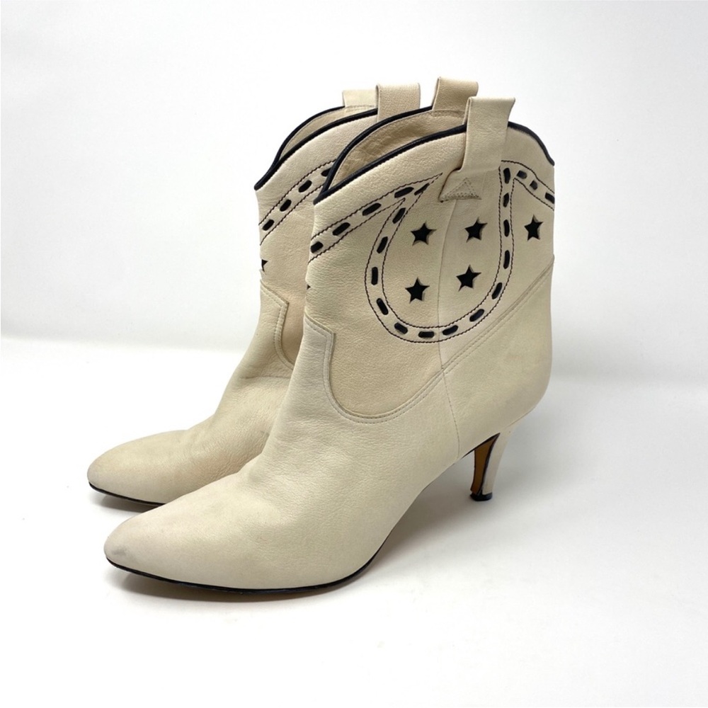 Marc Jacobs Cream Heeled Western Boots
